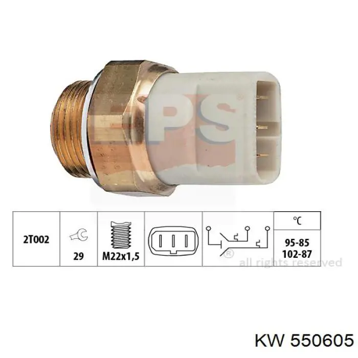 550605 KW датчик температуры охлаждающей жидкости (включения вентилятора радиатора)