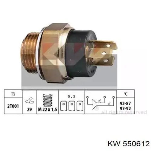 Датчик включения вентилятора радиатора 550612 KW