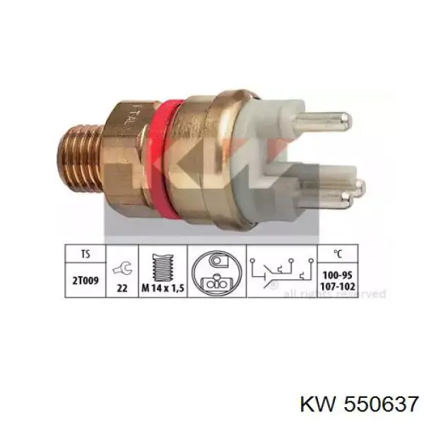 550637 KW датчик температуры охлаждающей жидкости (включения вентилятора радиатора)