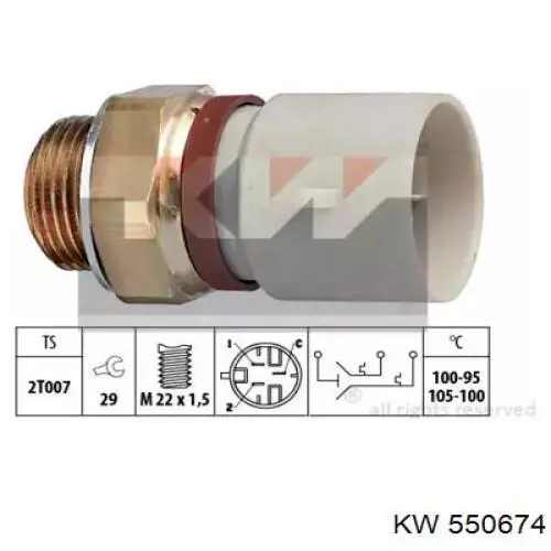 550674 KW датчик температуры охлаждающей жидкости (включения вентилятора радиатора)