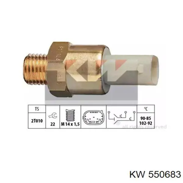 550683 KW датчик температуры охлаждающей жидкости (включения вентилятора радиатора)