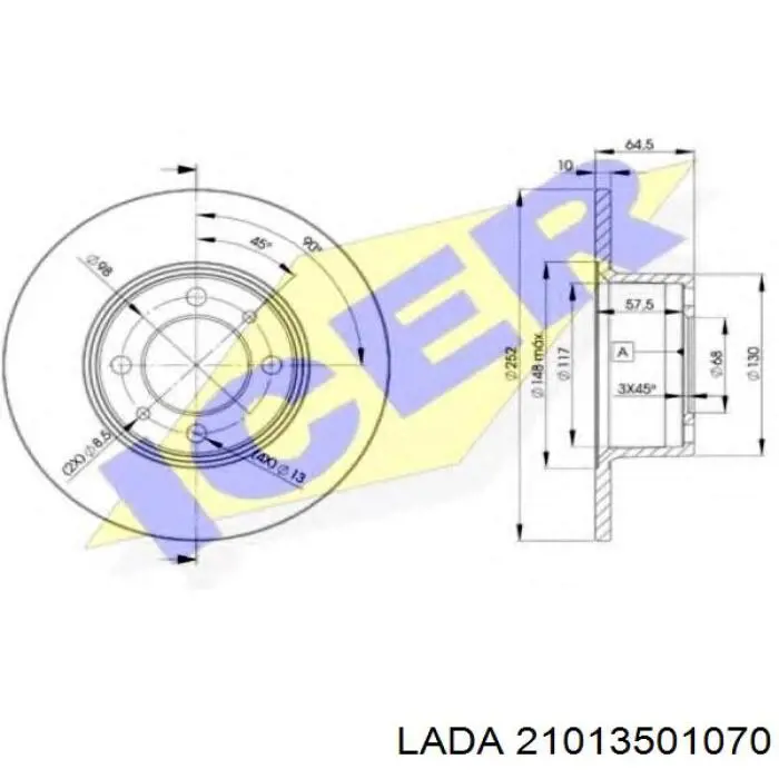 Тормоз дисковый передний Lada 21013501070 цена, от 21.18 USD