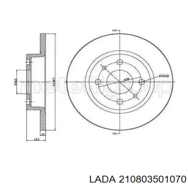 210803501070 Lada диск тормозной передний