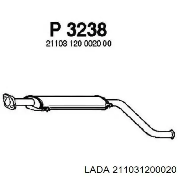 Центральная часть глушителя 211031200020 Lada