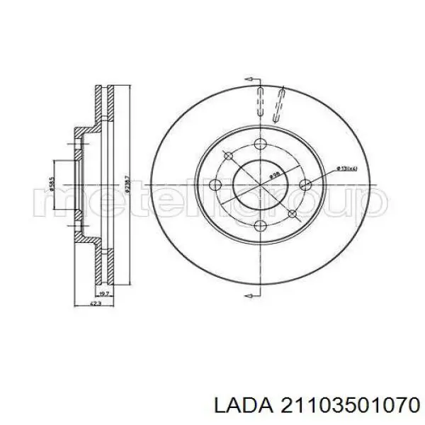 2110-3501070 Lada диск тормозной передний