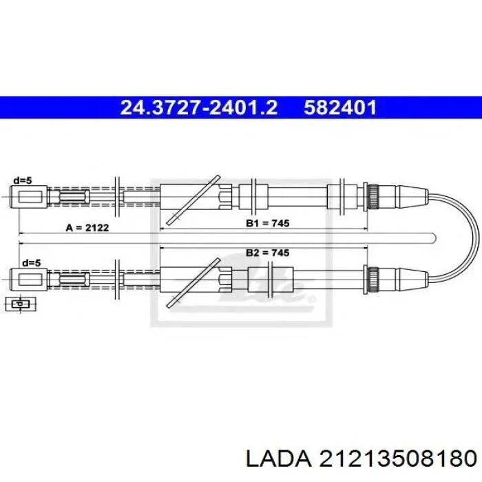 Задний трос ручника 21213508180 Lada