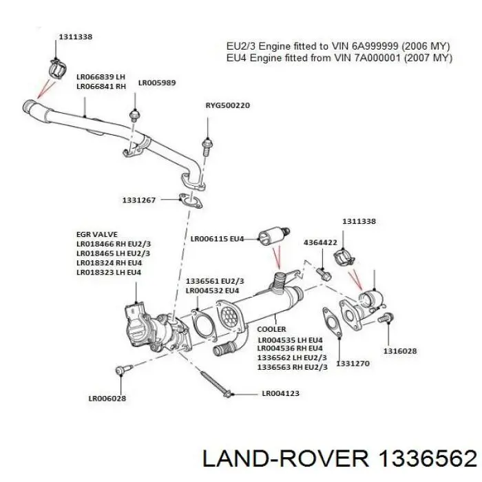 Radiador do sistema EGR de recirculação dos gases de escape para Land Rover Discovery (L319)