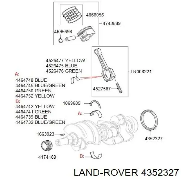 4352327 Land Rover сальник коленвала двигателя задний