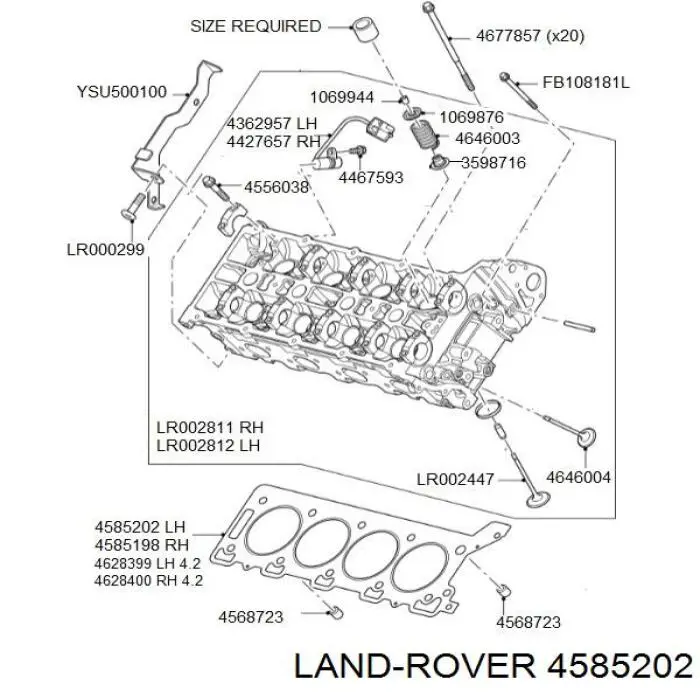 Vedante esquerdo de cabeça de motor (CBC) para Land Rover Discovery (LR3)