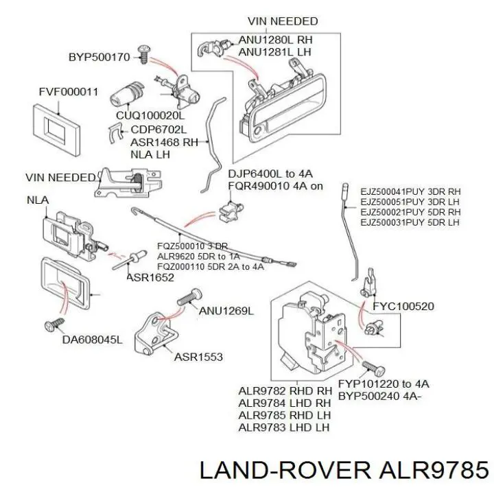Купить ALR9785 Land Rover Замок водительской двери