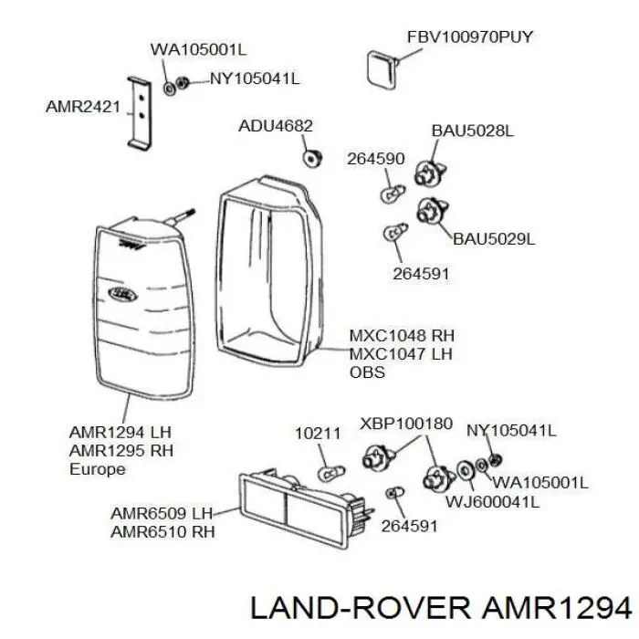 Задняя левая фара Land Rover AMR1294 цена, от 84.75 USD