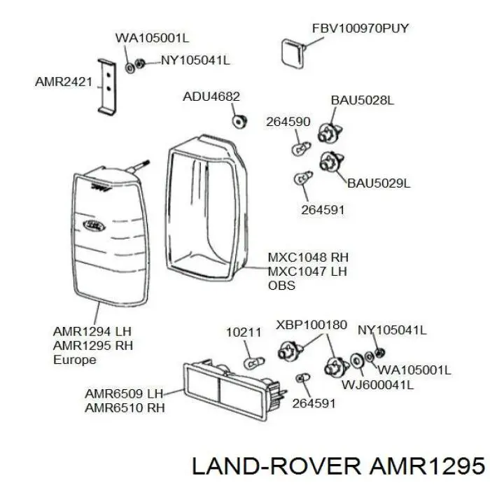 AMR1295 LAND ROVER Piloto posterior derecho original y equivalente