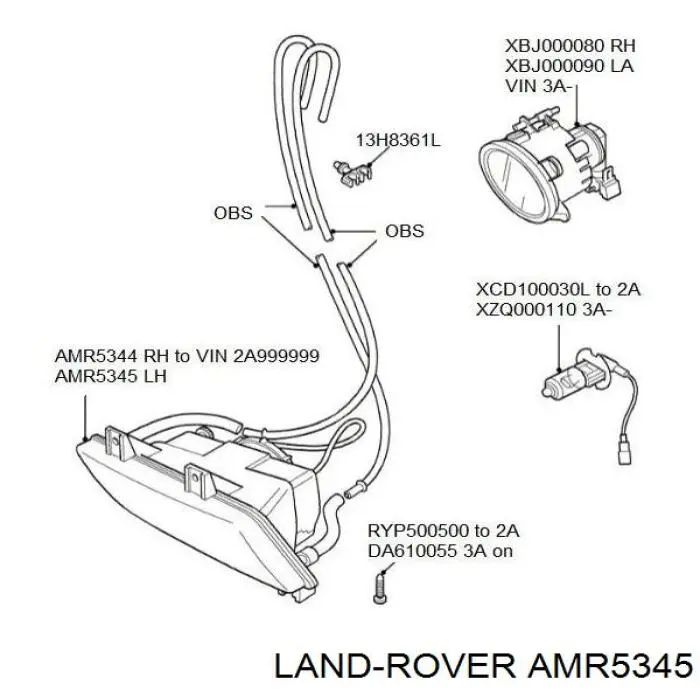 Фара противотуманная, левая Land Rover Discovery II внедорожник (LJ ,LT) (1998 - 2004) цена, от 70.62 USD