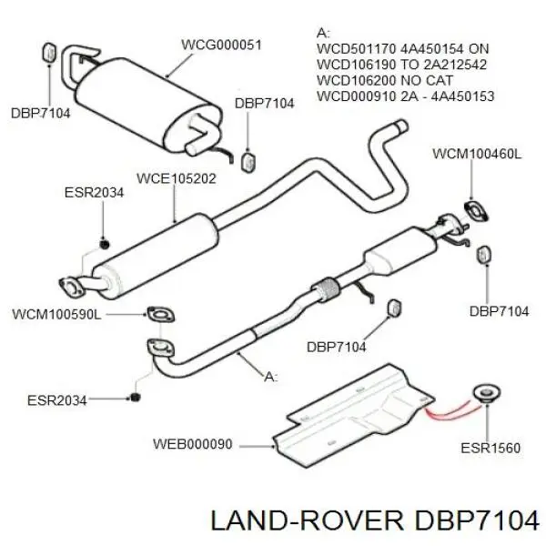 Soporte, silenciador DBP7104 Land Rover