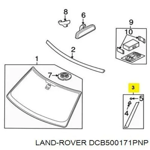 DCB500050PMD Rover Верхний молдинг ветрового стекла