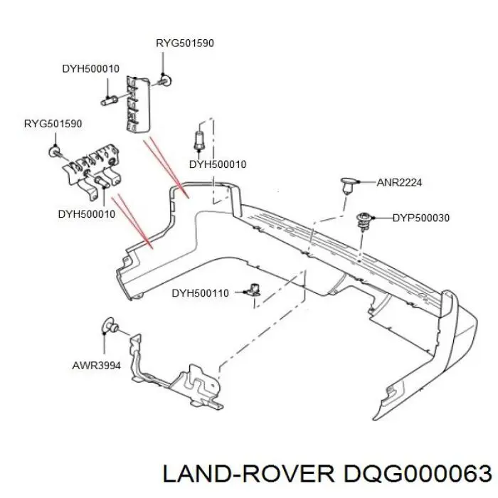 DQG000063 Land Rover кронштейн бампера заднего правый