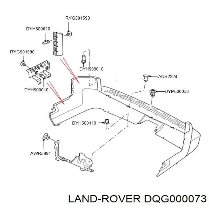 Кронштейн бампера заднего левый на Land Rover Discovery III 