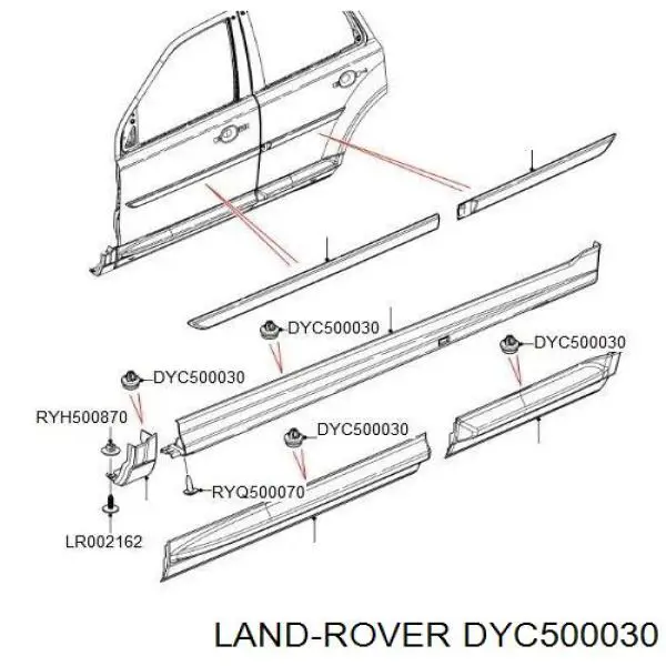 Braçadeira (cápsula) de fixação de moldura da porta para Land Rover Freelander (L359)