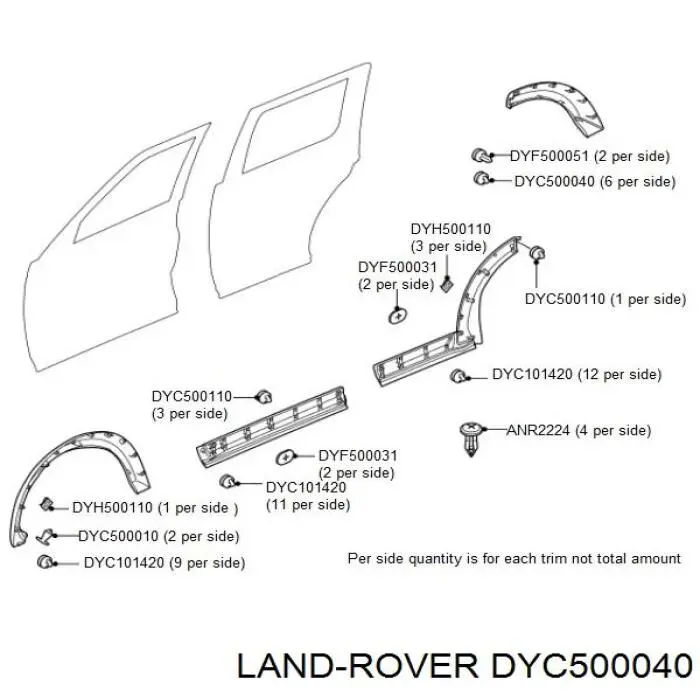 DYC500040 Land Rover пистон (клип крепления обшивки двери)