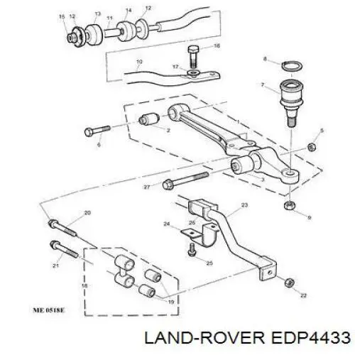 Сайлентблок нижнего переднего рычага  LAND ROVER EDP4433