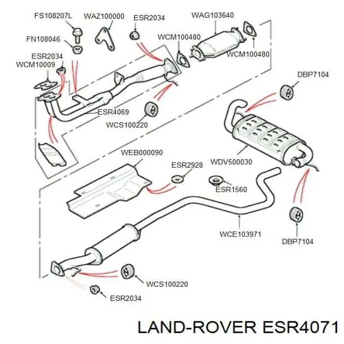 ESR4071 Land Rover Выхлопная труба