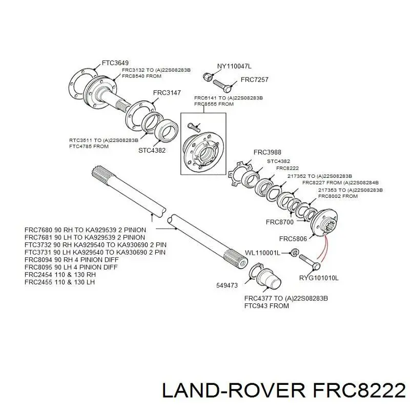 Купить FRC8222 Land Rover Сальник задней ступицы внешний