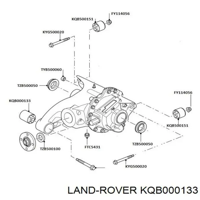 Сайлентблок траверсы крепления переднего редуктора задний Land Rover KQB000133 цена, от 205.61 USD