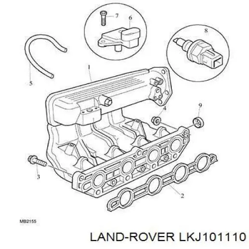 Прокладка впускного коллектора нижняя LKJ101110 Land Rover