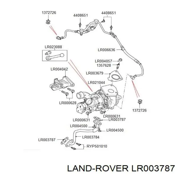 LR003787 Land Rover прокладка шланга отвода масла от турбины