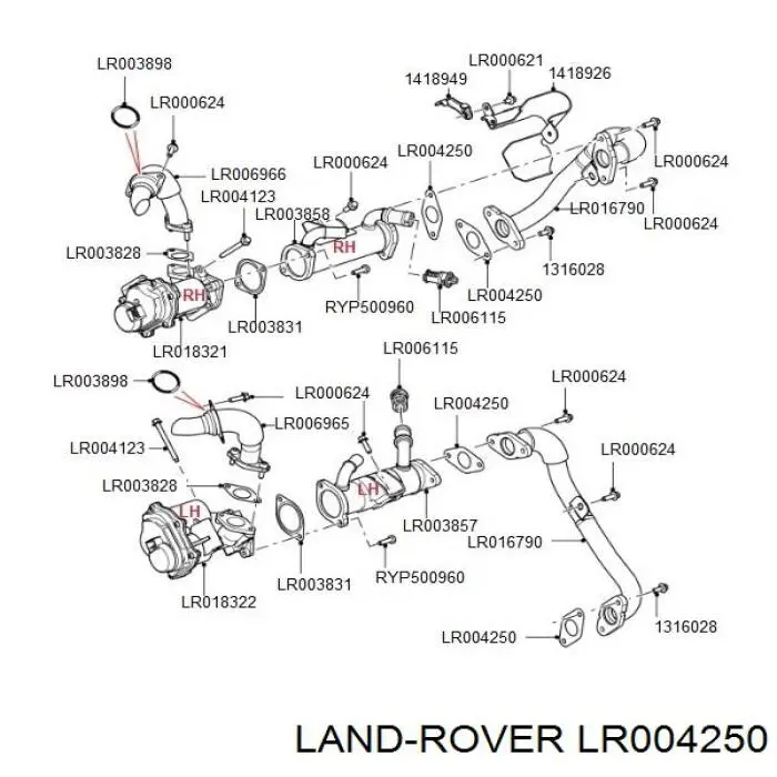 LR004250 Land Rover прокладка холодильника egr системы рециркуляции газов