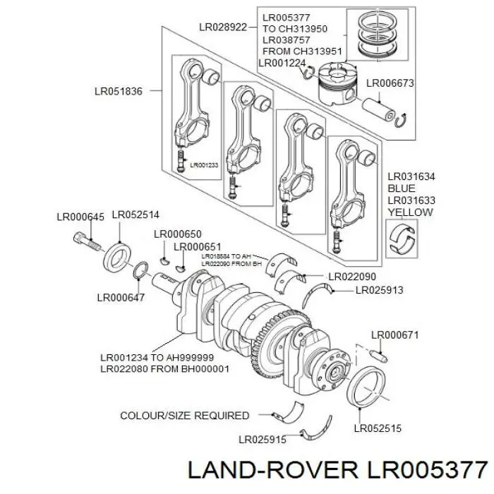 Anéis do pistão do compressor para 1 cilindro, STD para Land Rover Freelander (L359)
