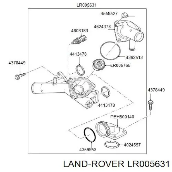 Caja del termostato LR005631 Land Rover