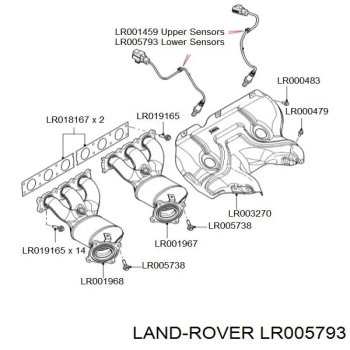 Купить LR005793 Land Rover Лямбда-зонд, датчик кислорода после катализатора
