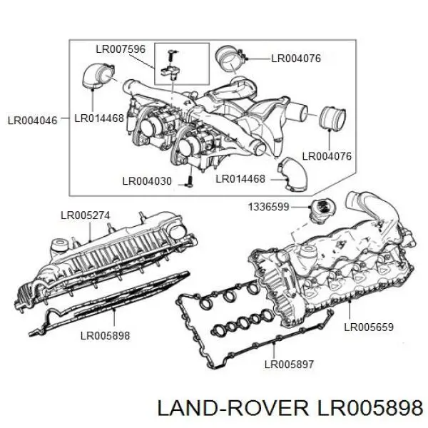 LR005898 Land Rover прокладка клапанной крышки двигателя правая