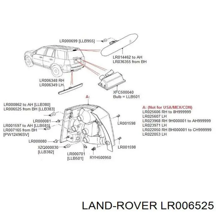 LR006525 Land Rover лампочка