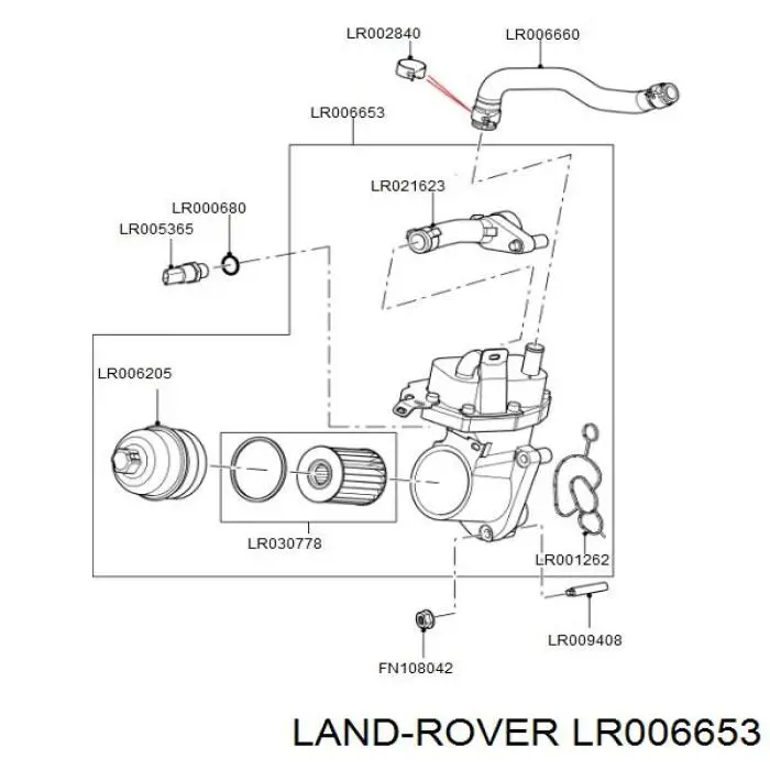 LR006653 Land Rover caixa do filtro de óleo