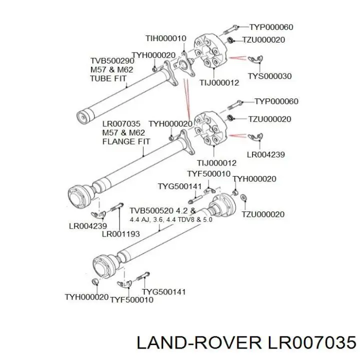 Вал карданный к переднему мосту Land Rover LR007035 цена, от 151.30 USD
