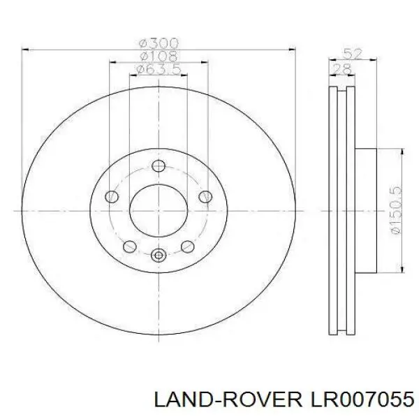 LR007055 Land Rover disco do freio dianteiro