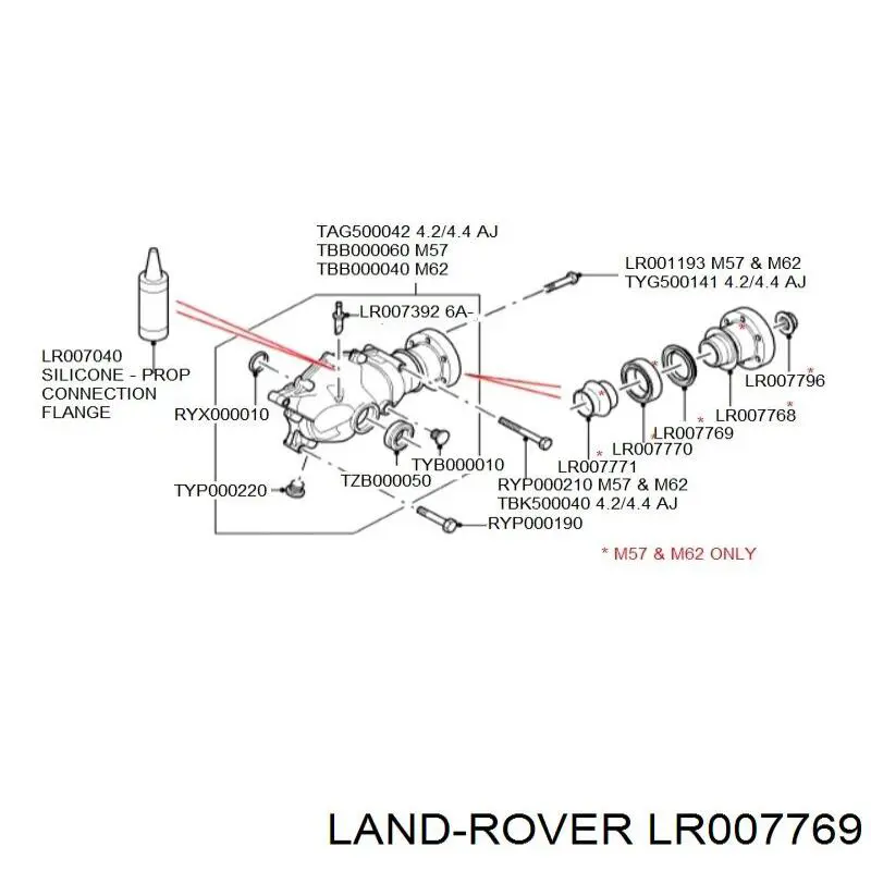 Anillo retén, diferencial, delantero LR007769 Land Rover