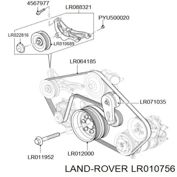 LR010756 Land Rover reguladora de tensão da correia de transmissão