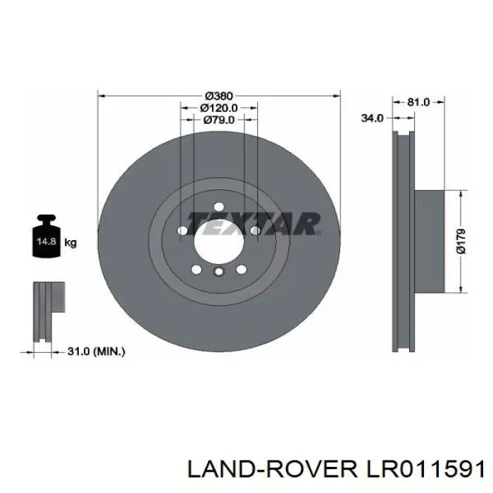 Тормоз дисковый передний Land Rover LR011591 цена, от 85.39 USD
