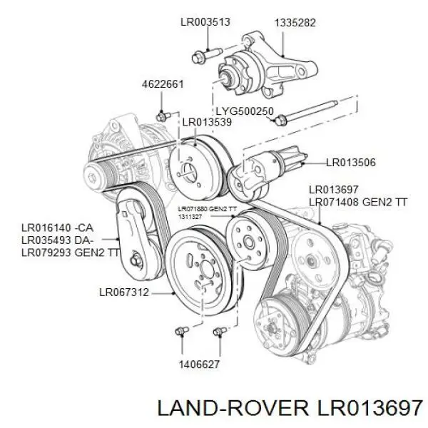 Клиновый ремень Land Rover LR013697 цена, от 17.33 USD