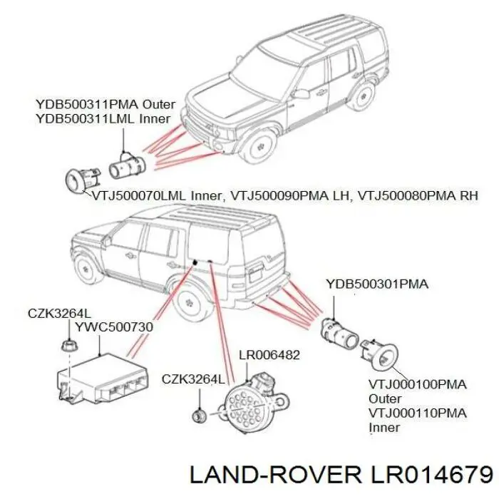Кабель (провод) парктроника бампера заднего Land Rover LR014679 цена, от 36.16 USD