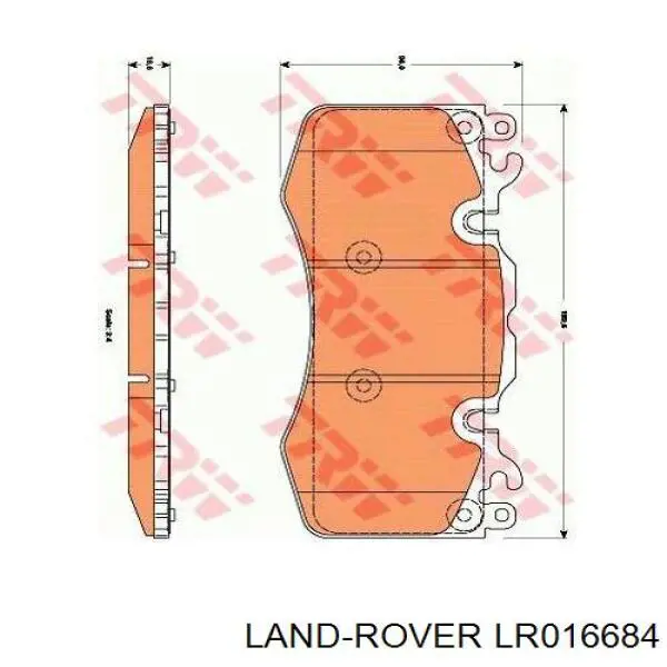 LR016684 Land Rover колодки тормозные передние дисковые