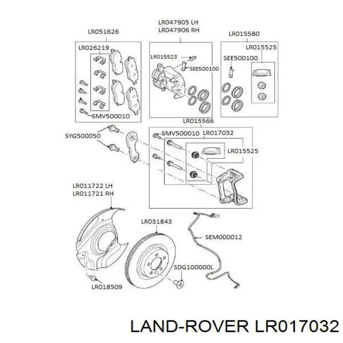 Купить LR017032 Land Rover Ремкомплект суппорта тормозного, заднего