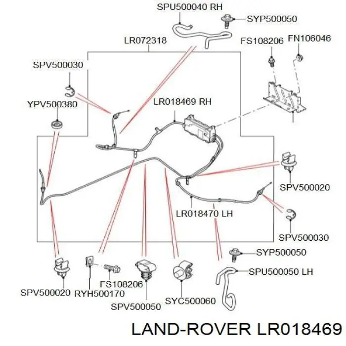 Трос стояночного тормоза задний правый Land Rover LR018469 цена, от 216.52 USD