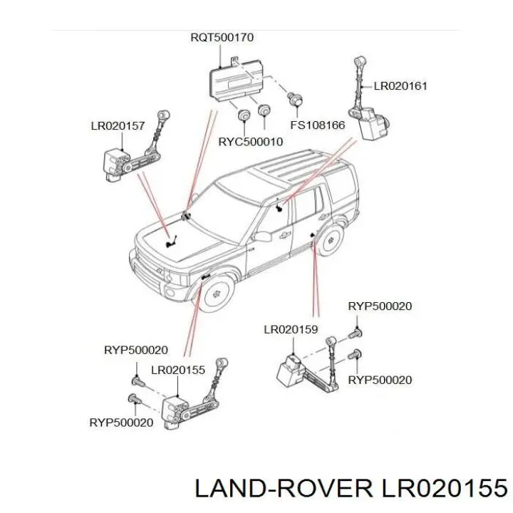 RQH500071 Land Rover Датчик уровня положения кузова передний левый
