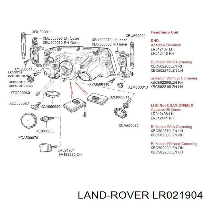 LR021904 LAND ROVER Bombilla De Xenon original y equivalente