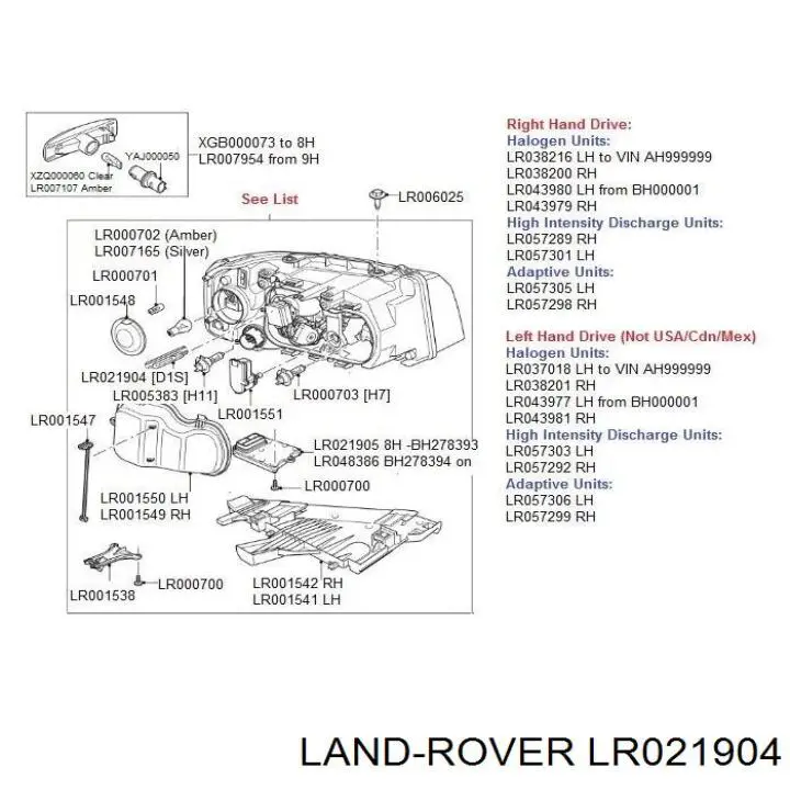 LR021904 Land Rover лампочка ксеноновая