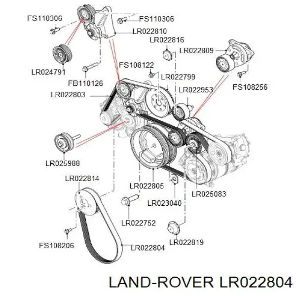 Клиновый ремень Land Rover LR022804 цена, от 29.50 USD